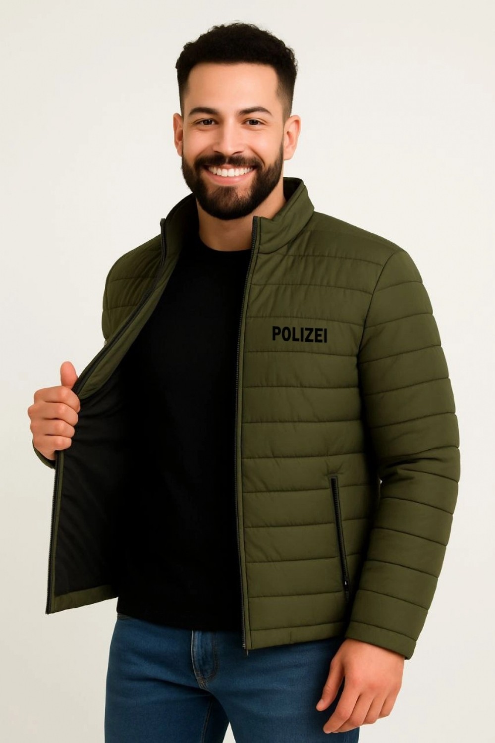 Pileli Store Erkek Mikro Su Itici Kapitone Baskılı Astarlı Fermuarlı Bomber Mont - Haki