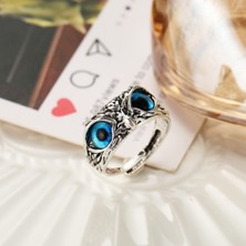 Oloey Mavi Baykuş Yüzük Yaratıcı Moda Ayarlanabilir Küçük Hayvan Yüzük Takı (Yurt Dışından)