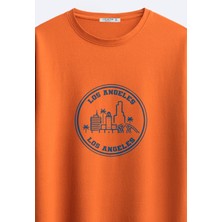 Loss Buttom Los Angeles Baskılı Oversize Fit T-Shirt