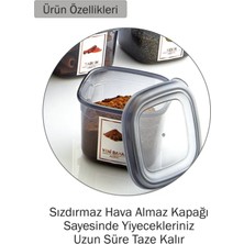 Grimor Life 6 Adet Sızdırmaz Kare Etiketli Baharatlık Erzak Bakliyat Baharat Saklama Kabı Seti 550 ml Füme