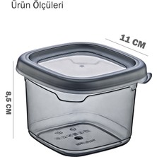 Grimor Life 6 Adet Sızdırmaz Kare Etiketli Baharatlık Erzak Bakliyat Baharat Saklama Kabı Seti 550 ml Füme