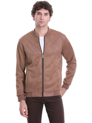 Hatemoğlu Taba Regular Fit Düz Bomber Yaka Mevsimlik Mont