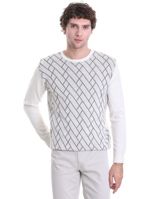 Hatemoğlu Bej Regular Fit Jakarlı Bisiklet Yaka Yünlü Triko Kazak