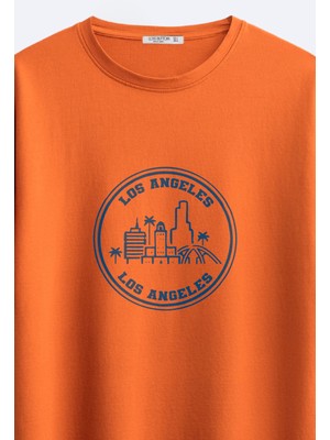 Loss Buttom Los Angeles Baskılı Oversize Fit T-Shirt