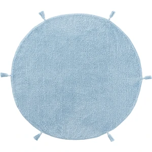 Cool Halı Cool Cotton Ccn Plain Blue Yıkanabilir Kaymaz Tabanlı Naturel Pamuk Dokuma Yuvarlak Bebek Halısı
