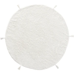 Cool Halı Cool Cotton Ccn Plain White Yıkanabilir Kaymaz Tabanlı Naturel Pamuk Dokuma Yuvarlak Bebek Halısı