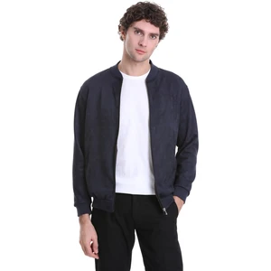 Lacivert Regular Fit Düz Bomber Yaka Mevsimlik Mont