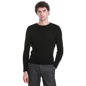 Hatem Saykı Siyah Slim Fit Fitilli Bisiklet Yaka Yünlü Triko Kazak