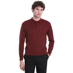 Kiremit Regular Fit Düz Polo Yaka Triko Kazak