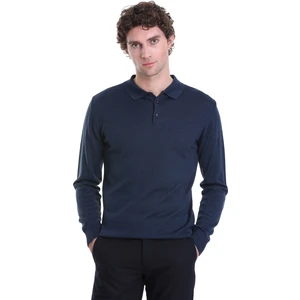 Indigo Regular Fit Düz Polo Yaka Triko Kazak