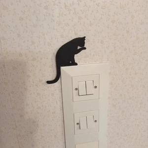 Duvar Dekoratif Siyah Kedi Figürlü Priz Süsü