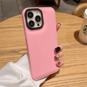 Iphone 13 Pro Kılıf Düz Puffer Kamerası Açık Puff Kılıf Kapak-Pembe