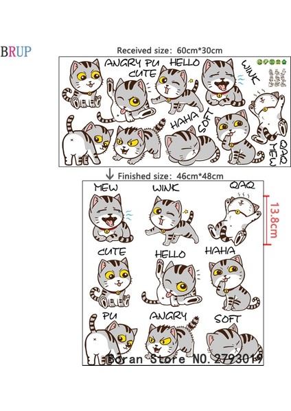 Qiuhong Shop 3 Kedi Stili Karikatür Güzel Kediler Duvar Çıkartmaları Buzdolabı Dekorasyonu Komik Kediler Ev Dekorasyonu Için Çocuk Odası Dıy Sanat Stikerleri Muraux Su Geçirmez (Yurt Dışından)