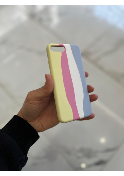iPhone 7plus/8plus Uyumlu Rainbow Renkli Şeritli Lansman Silikon Darbe Emici Telefon Kılıfı fiyatları