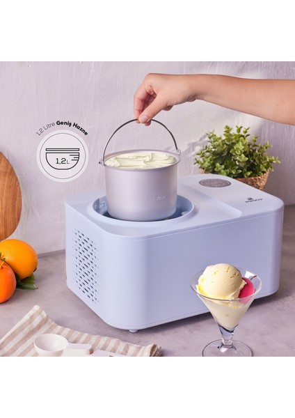2 In 1 Karıştırıcılı, Donduruculu Dondurma Yapma Makinesi 1,2 Lt Ice Blue fiyatları