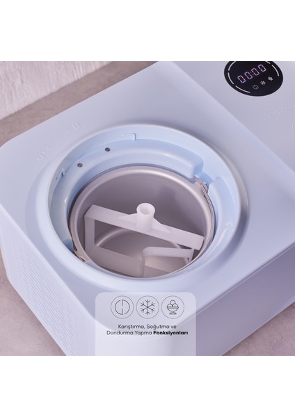 2 In 1 Karıştırıcılı, Donduruculu Dondurma Yapma Makinesi 1,2 Lt Ice Blue fırsatları