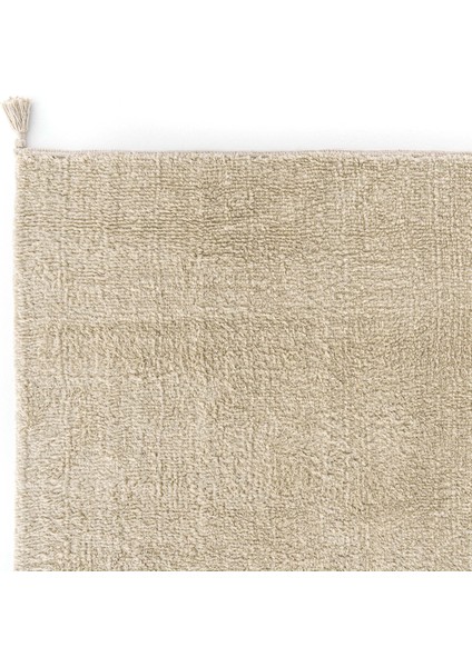 Cool Cotton Ccn Plain Beige Makinede Yıkanabilir Kaymaz Tabanlı Naturel Pamuk Dokuma Bebek Halısı