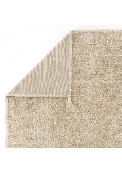 Cool Cotton Ccn Plain Beige Makinede Yıkanabilir Kaymaz Tabanlı Naturel Pamuk Dokuma Bebek Halısı
