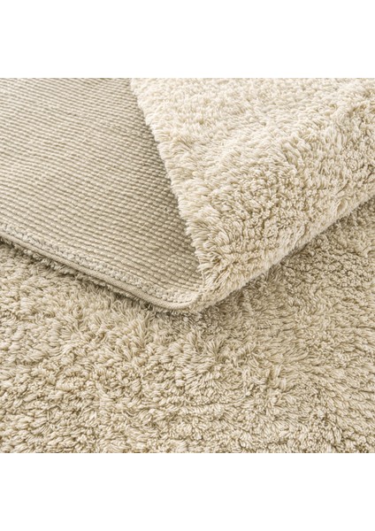 Cool Cotton Ccn Plain Beige Makinede Yıkanabilir Kaymaz Tabanlı Naturel Pamuk Dokuma Bebek Halısı