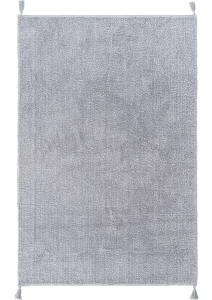 Cool Cotton Ccn Plain Grey Makinede Yıkanabilir Kaymaz Tabanlı Naturel Pamuk Dokuma Bebek Halısı