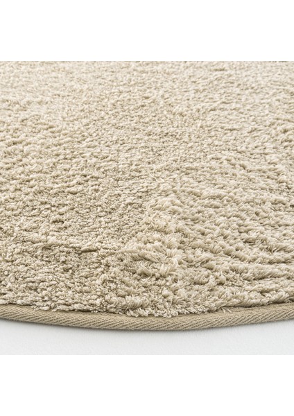 Cool Cotton Ccn Plain Beige Yıkanabilir Kaymaz Tabanlı Naturel Pamuk Dokuma Yuvarlak Bebek Halısı