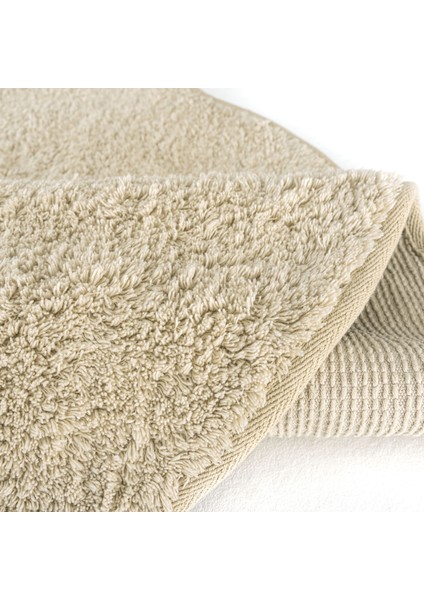 Cool Cotton Ccn Plain Beige Yıkanabilir Kaymaz Tabanlı Naturel Pamuk Dokuma Yuvarlak Bebek Halısı