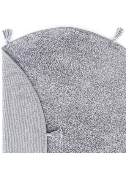 Cool Cotton Ccn Plain Grey Yıkanabilir Kaymaz Tabanlı Naturel Pamuk Dokuma Yuvarlak Bebek Halısı