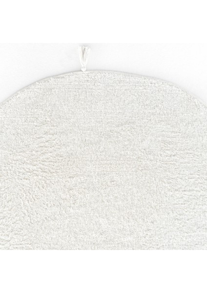 Cool Cotton Ccn Plain White Yıkanabilir Kaymaz Tabanlı Naturel Pamuk Dokuma Yuvarlak Bebek Halısı