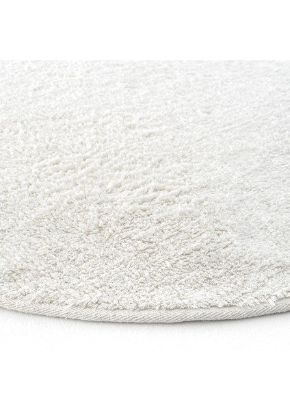 Cool Cotton Ccn Plain White Yıkanabilir Kaymaz Tabanlı Naturel Pamuk Dokuma Yuvarlak Bebek Halısı