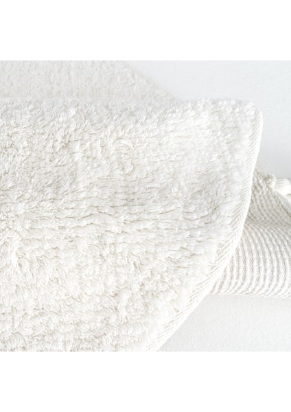 Cool Cotton Ccn Plain White Yıkanabilir Kaymaz Tabanlı Naturel Pamuk Dokuma Yuvarlak Bebek Halısı