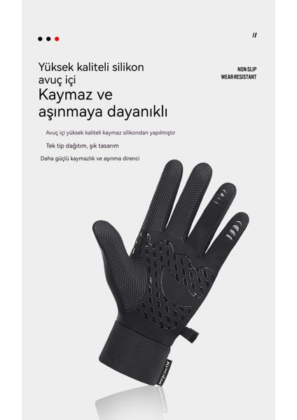Açık Hava Sporları Sonbahar ve Kış Erkek ve Kadın Kaymaz Sıcak Dokunmatik Ekran Rüzgar Geçirmez ve Su Geçirmez Bisiklet Sürme Eldivenleri (Yurt Dışından)