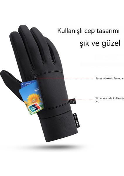 Açık Hava Sporları Sonbahar ve Kış Erkek ve Kadın Kaymaz Sıcak Dokunmatik Ekran Rüzgar Geçirmez ve Su Geçirmez Bisiklet Sürme Eldivenleri (Yurt Dışından)