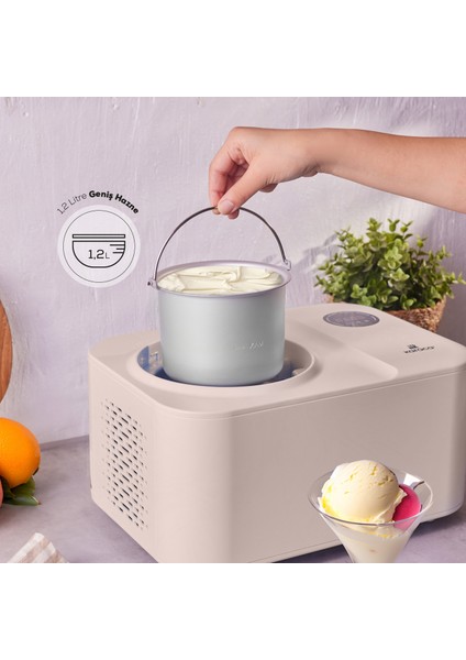2 In 1 Karıştırıcılı, Donduruculu Dondurma Yapma Makinesi 1,2 Lt Vanilla modelleri