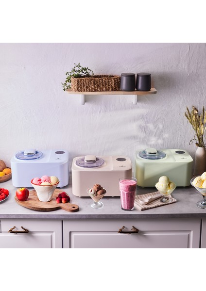 2 In 1 Karıştırıcılı, Donduruculu Dondurma Yapma Makinesi 1,2 Lt Vanilla