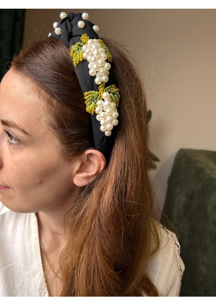 Tasarım El Yapımı El Işlemeli Incili Üzüm Saç Aksesuarı Taç