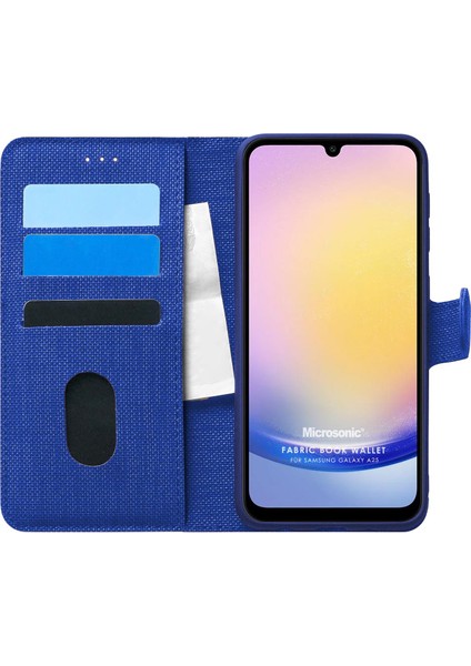 Samsung Galaxy A25 Kılıf Fabric Book Wallet Lacivert