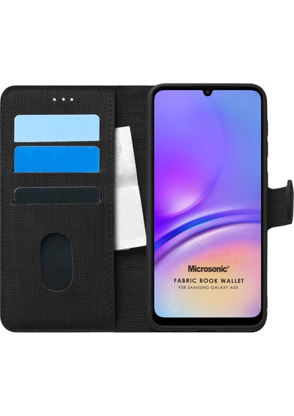 Samsung Galaxy A05 Kılıf Fabric Book Wallet Siyah