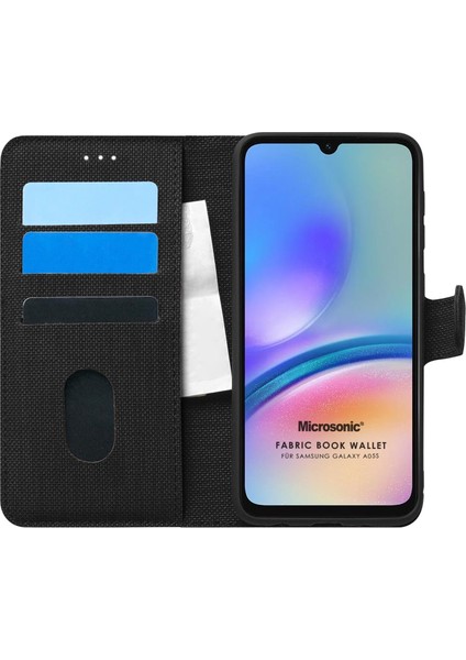Samsung Galaxy A05S Kılıf Fabric Book Wallet Siyah