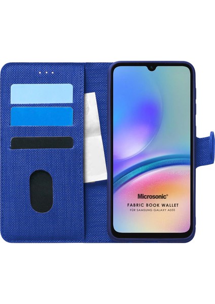 Samsung Galaxy A05S Kılıf Fabric Book Wallet Lacivert
