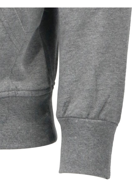 Erkek Standart Fit Kapüşonlu Baskılı Cepli Koyu Gri Sweatshirt fırsatları