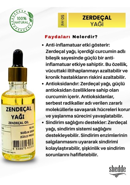 Zerdeçal Yağı -50 ml Özel Kutuda