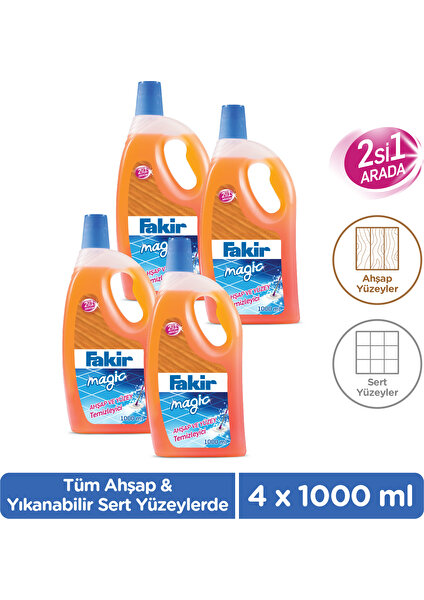 Magic 2'si 1 Arada Ahşap ve Sert Yüzey Temizleyici 1000ML x 4 Adet