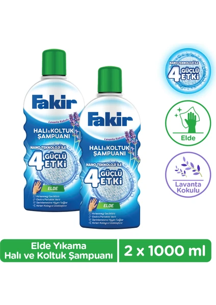 Nano Teknoloji ile Lavantalı Elde Yıkama Halı ve Koltuk Şampuanı 1000ml x 2 Adet