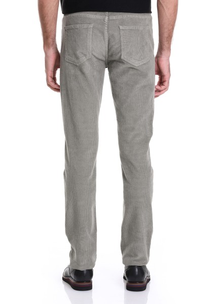 Yeşil Dinamik Fit Düz 5 Cep Casual Kadife Pantolon