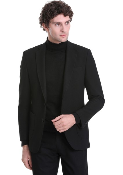 Siyah Comfort Fit Desenli Mono Yaka Casual Ceket fırsatları