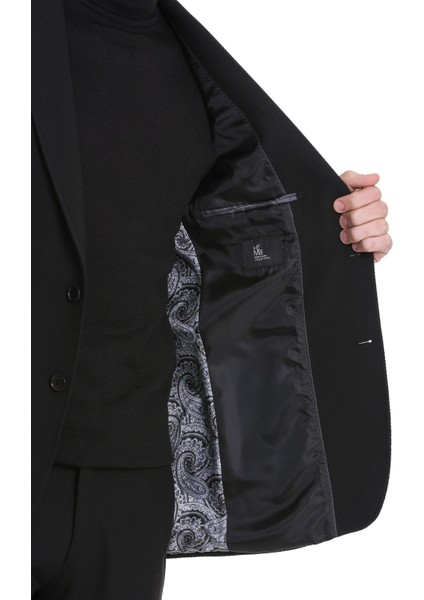 Siyah Comfort Fit Desenli Mono Yaka Casual Ceket indirimleri