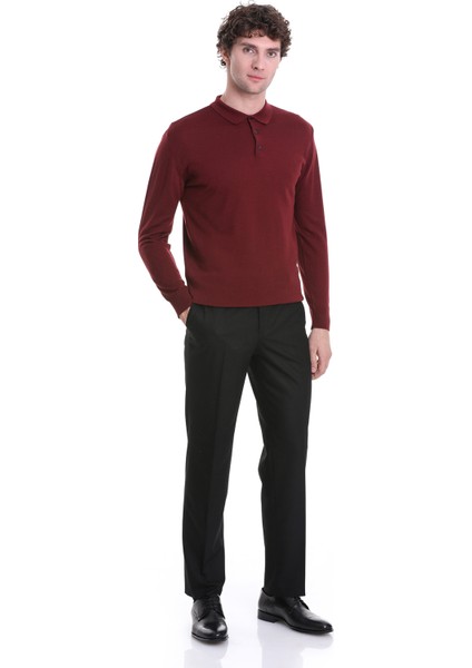 Kiremit Regular Fit Düz Polo Yaka Triko Kazak fiyatları