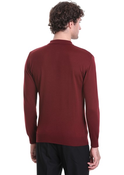 Kiremit Regular Fit Düz Polo Yaka Triko Kazak fırsatları