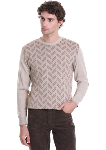 Vizon Regular Fit Jakarlı Bisiklet Yaka Yünlü Triko Kazak
