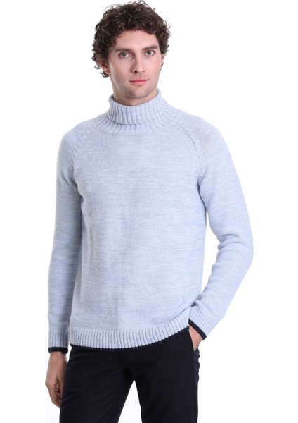 Mavi Regular Fit Düz Balıkçı Yaka Triko Kazak